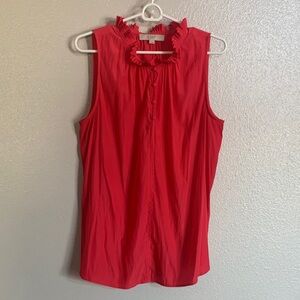 LOFT Pink Ruffled Sleeveless Blouse